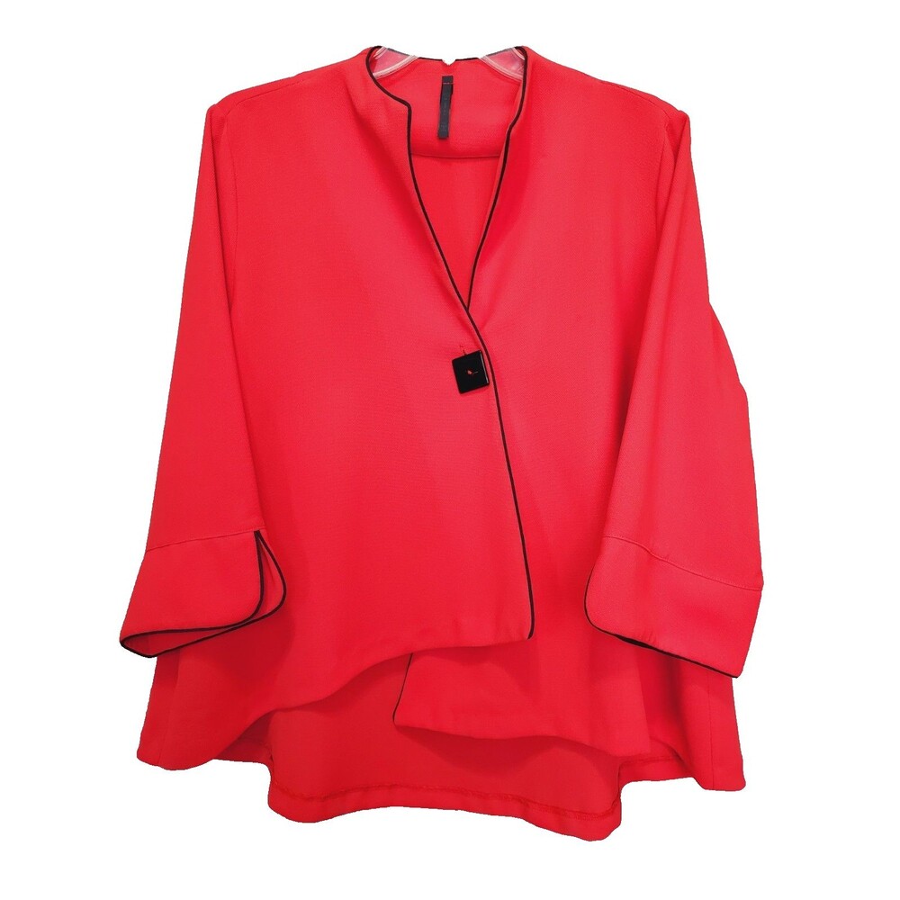 IC by Connie K Orangish Red One-Button Asymmetric High-Low Jacket Size 1X